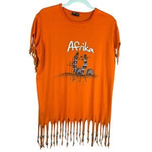 AIRBORNE Womens Afrika Short Sleeve Shirt with Beads Orange Sz S 77-82CM